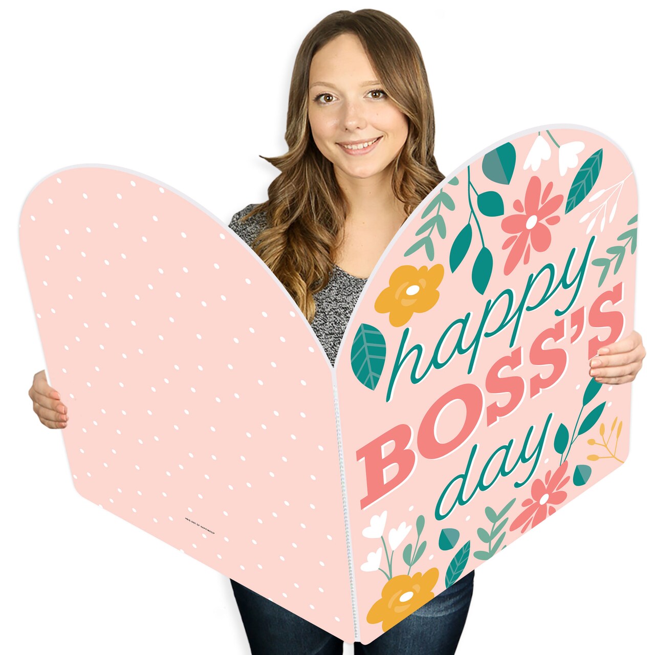 Big Dot of Happiness Female Best Boss Ever - Happy Women Boss's Day Giant Greeting Card - Big Shaped Jumborific Card - 16.5 x 22 inches